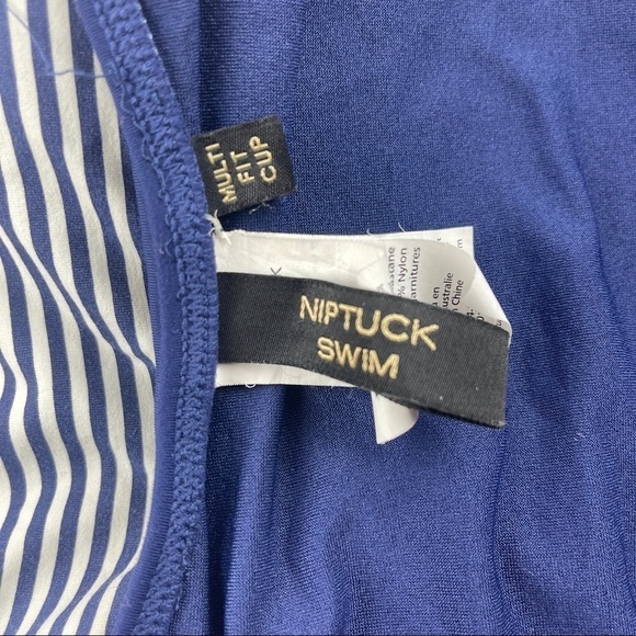 Niptuck Swim Top Womens 10 Blue Red Striped - Picture 3 of 8
